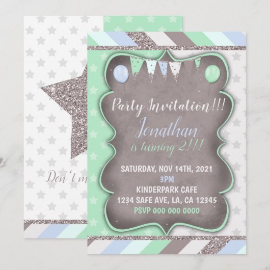 Jongen's gedurfde Birthday party sjabloon Kaart (Voorkant / Achterkant)