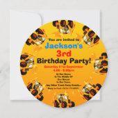 Jongens Geel Graafmachine 3e Verjaardags Bouw Fees Kaart (Voorkant)