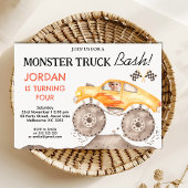Jongens Geel Monster Truck Monster Bash Verjaardag Kaart