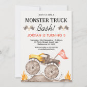 Jongens Gele Monster Truck Bash Verjaardag Kaart (Voorkant)