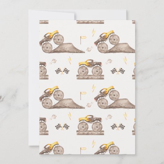 Jongens Gele Monster Truck Bash Verjaardag Kaart (Achterkant)