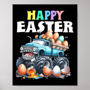 Jongens Gelukkig Pasen Monster Truck Pasen Eieren Poster
