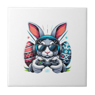 Jongens Gelukkige Pasen Dag Konijn Ei Videospel Ki Tegeltje