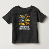 Jongens Gelukkige Verjaardag Bouw Graafmachine Kinder Shirts (Voorkant)