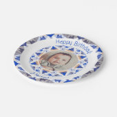 Jongens Gelukkige Verjaardag Levendige Blauwe Ster Papieren Bordje (Gekanteld)