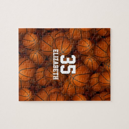 jongens gepersonaliseerd basketbalpatroon legpuzzel (Horizontaal)