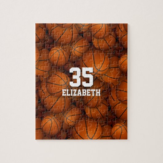jongens gepersonaliseerd basketbalpatroon legpuzzel (Verticaal)