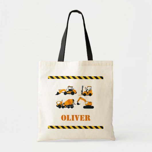 Jongens gepersonaliseerde Bouw Diggers Canvas tas (Voorkant)