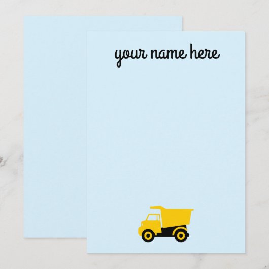 Jongens Gepersonaliseerde Bouw Vrachtwagen Notecar Kaart (Voorkant / Achterkant)