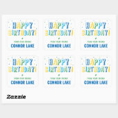 Jongens Gepersonaliseerde Confetti Happy Birthday Vierkante Sticker (Vel)