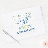 Jongens Gepersonaliseerde Confetti Verjaardagscade Vierkante Sticker (Envelop)