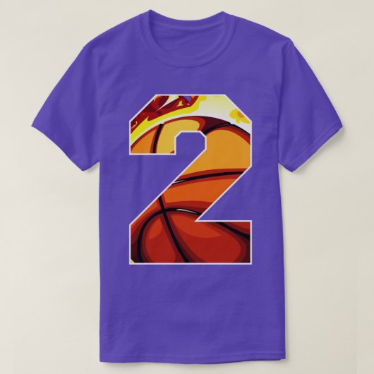Jongens Gepersonaliseerde Custom Nummer 2 Basketba T-shirt (Design voorkant)