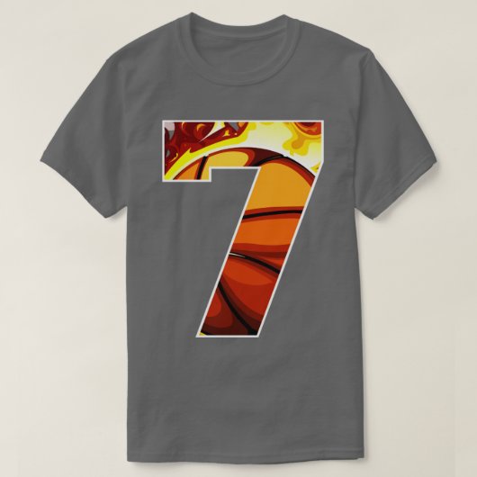 Jongens Gepersonaliseerde Custom Nummer 7 Basketba T-shirt (Design voorkant)
