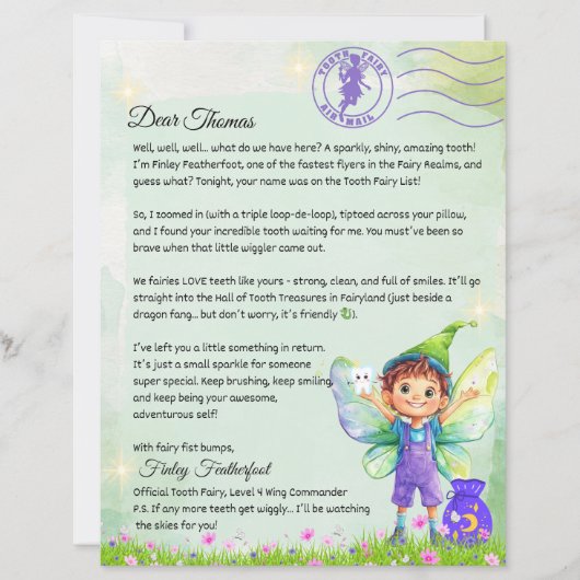Jongens Gepersonaliseerde Fairy Letter Magical Kee (Voorkant)