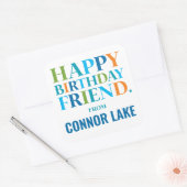 Jongens Gepersonaliseerde Gelukkige Verjaardagscad Vierkante Sticker (Envelop)