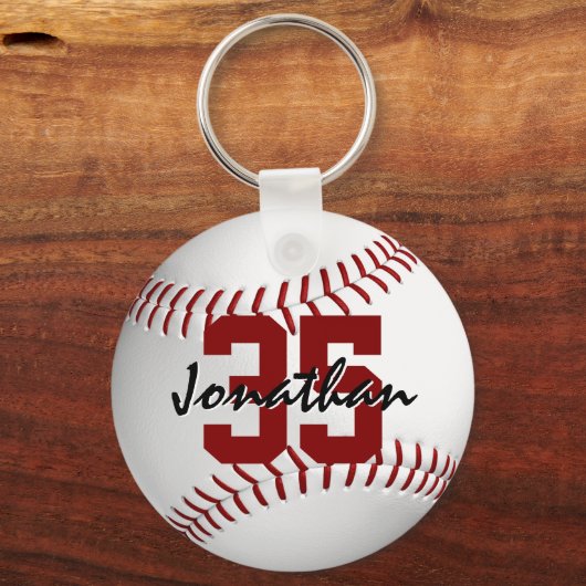 Jongens gepersonaliseerde honkbal sleutelhanger (Voorkant)