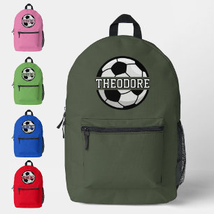Jongens Gepersonaliseerde Naam Cool Green Soccer F Bedrukte Rugzak