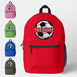 Jongens Gepersonaliseerde Naam Cool Rode Voetbal Bedrukte Rugzak