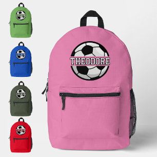 Jongens Gepersonaliseerde Naam Cool Roze Voetbal Bedrukte Rugzak