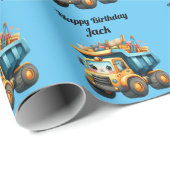 Jongen's gepersonaliseerde naam Happy Birthday Cadeaupapier (Rol Hoek)