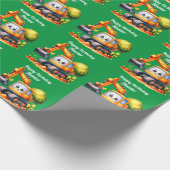 Jongen's gepersonaliseerde naam Happy Birthday Cadeaupapier (Hoek)