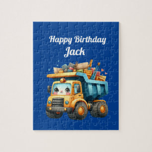 Jongen's gepersonaliseerde naam Happy Birthday Legpuzzel