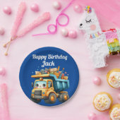 Jongen's gepersonaliseerde naam Happy Birthday Papieren Bordje (Feest)