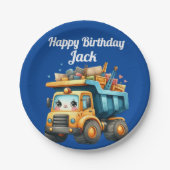 Jongen's gepersonaliseerde naam Happy Birthday Papieren Bordje (Voorkant)