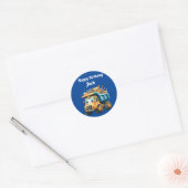 Jongen's gepersonaliseerde naam Happy Birthday Ronde Sticker (Envelop)