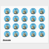 Jongen's gepersonaliseerde naam Happy Birthday Ronde Sticker (Vel)