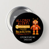 Jongens Gepersonaliseerde Robot Peanut Allergy Ale Ronde Button 7,6 Cm (Voorkant /achterkant)