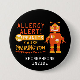 Jongens Gepersonaliseerde Robot Peanut Allergy Ale Ronde Button 7,6 Cm