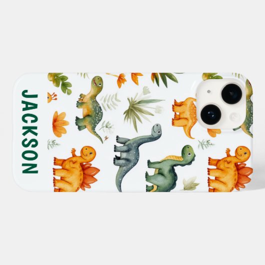 Jongens Gepersonaliseerde Schattigee Dinosaurus iP Case-Mate iPhone Case (Achterkant (horizontaal))