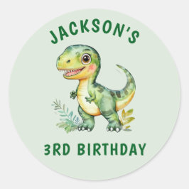 Jongens Gepersonaliseerde Schattigee Dinosaurus Ve Ronde Sticker