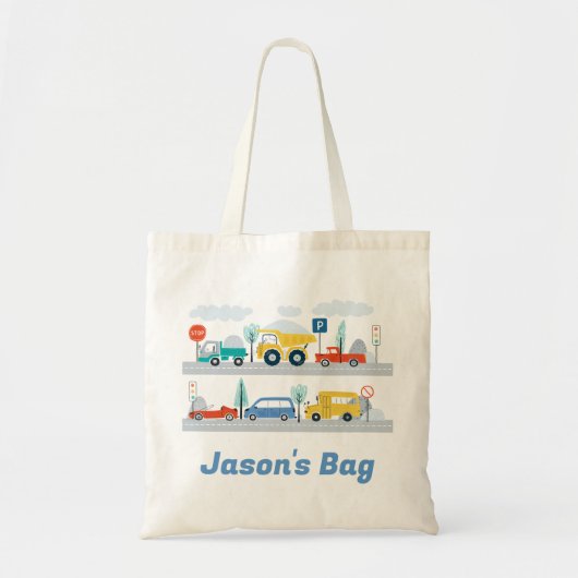 Jongens Gepersonaliseerde Transportvoertuigen Canv Tote Bag (Voorkant)