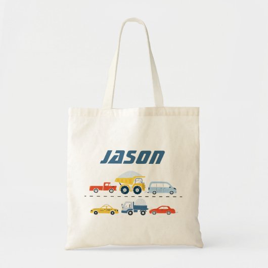 Jongens Gepersonaliseerde Transportvoertuigen Canv Tote Bag (Voorkant)