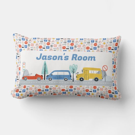 Jongens gepersonaliseerde verkeersborden Vervoer Kussen (Voorkant)