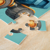 Jongens gepersonaliseerde vuilniswagen legpuzzel (Zijkant)