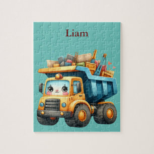 Jongens gepersonaliseerde vuilniswagen legpuzzel