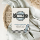 Jongens geruit Skateboard Groovy Hippie Verjaardag Kaart