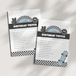 Jongens geruit Skateboard Groovy Hippie Verjaardag Notitiekaartje