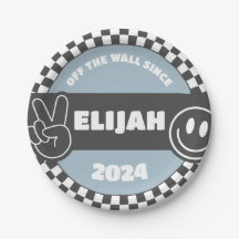 Jongens geruit Skateboard Groovy Hippie Verjaardag