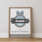 Jongens geruit Skateboard Groovy Hippie Verjaardag Poster