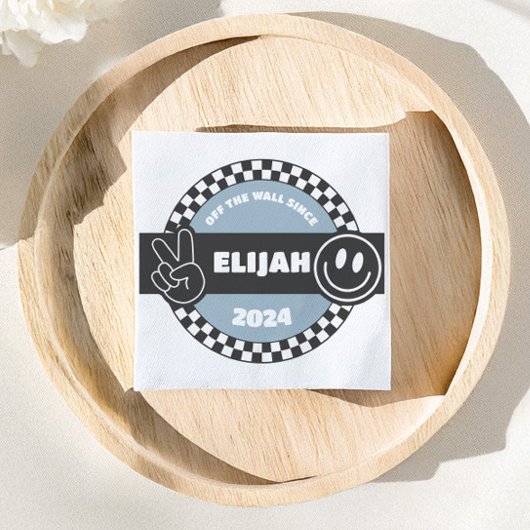 Jongens geruit Skateboard Groovy Hippie Verjaardag Servet