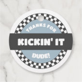 Jongens geruit skateboard Groovy Road Verjaardag Bedankjes Labels (Achterkant)