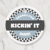 Jongens geruit skateboard Groovy Road Verjaardag Bedankjes Labels (Voorkant)