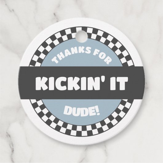 Jongens geruit skateboard Groovy Road Verjaardag Bedankjes Labels (Voorkant)