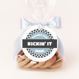 Jongens geruit skateboard Groovy Road Verjaardag Bedankjes Labels