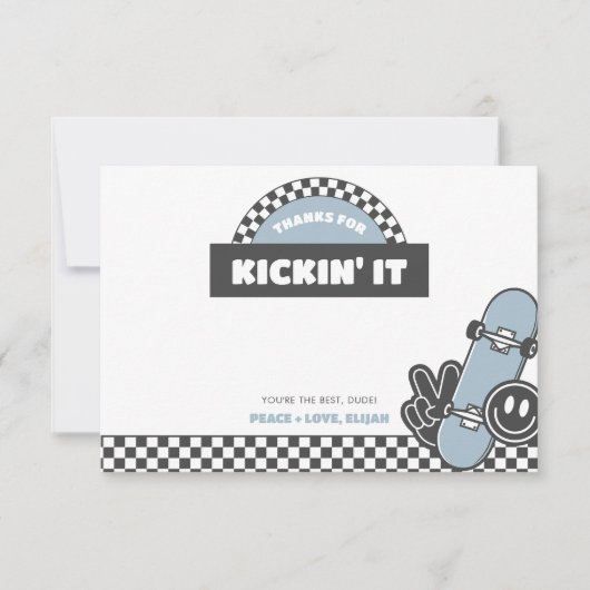 Jongens geruit skateboard Groovy Road Verjaardag Bedankkaart (Voorkant)