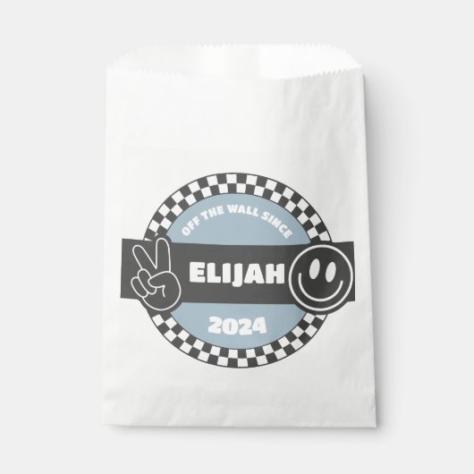 Jongens geruit skateboard Groovy Road Verjaardag Bedankzakje (Voorkant)